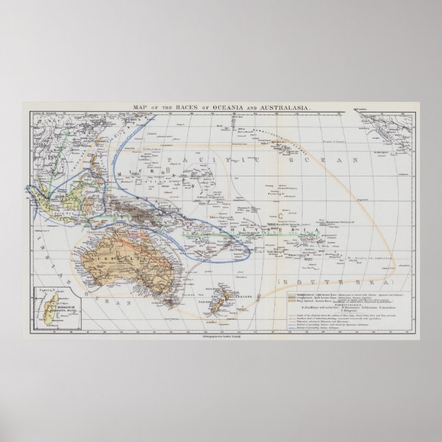 Affiche Carte des courses d'Océanie et d'Australasie (Devant)