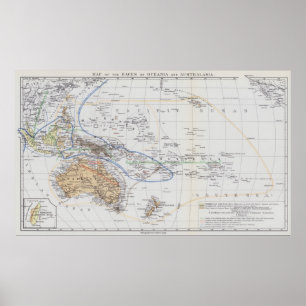 Affiche Carte des courses d'Océanie et de l'Autralasie