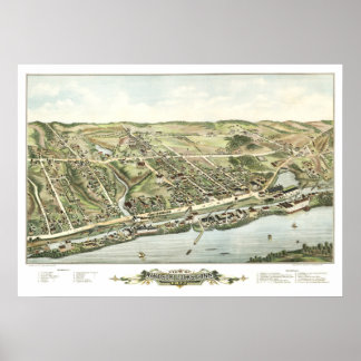 Affiche Carte des écluses de Windsor, CT en 1877