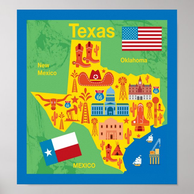 Affiche Carte des enfants au Texas (Devant)