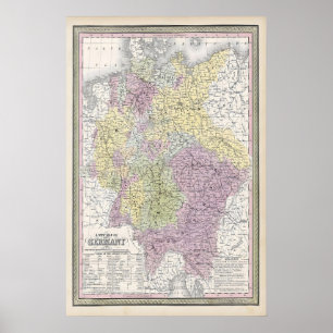 Affiche Carte des États allemands d'avant 1871 Histoire de