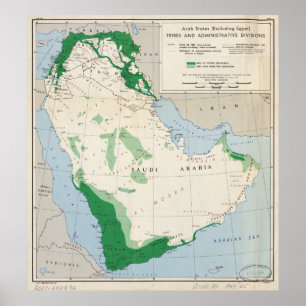 Affiche Carte des États arabes (sauf l'Égypte) (1947)