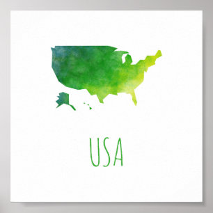 Affiche Carte des Etats-Unis