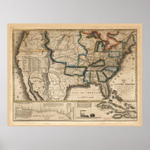 Affiche Carte des États-Unis (1831)
