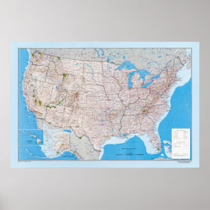 Affiche Carte des États-Unis d'Amérique