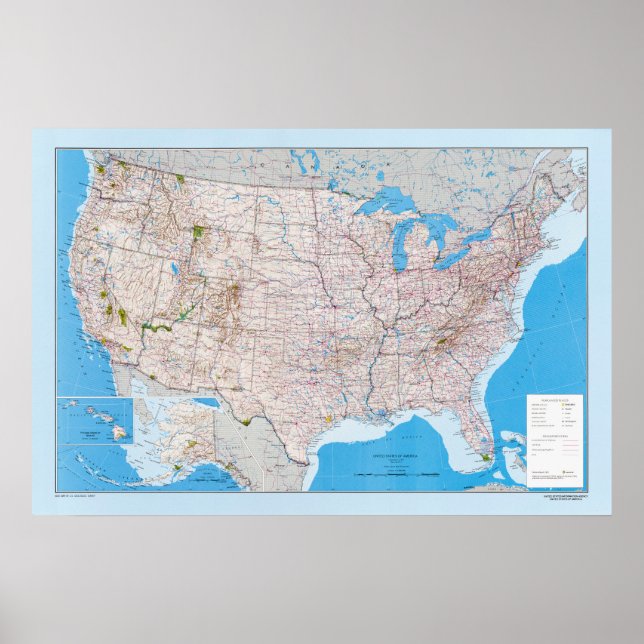 Affiche Carte des États-Unis d'Amérique (Devant)