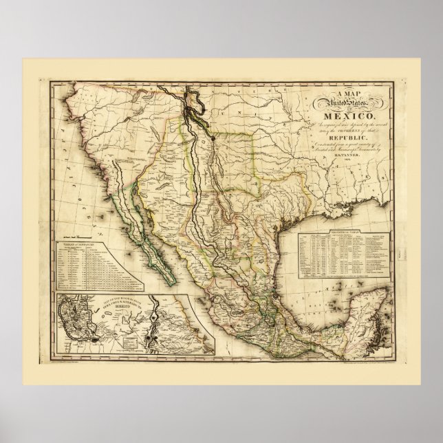 Affiche Carte des États-Unis du Mexique (1826) (Devant)