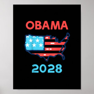 Affiche Carte des États-Unis Obama 2028 Patriotique Électi