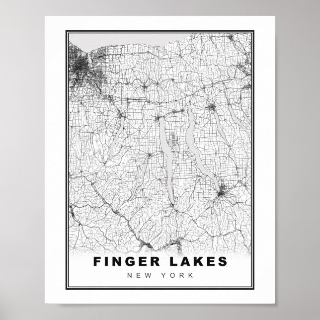 Affiche Carte des Finger Lakes (Devant)