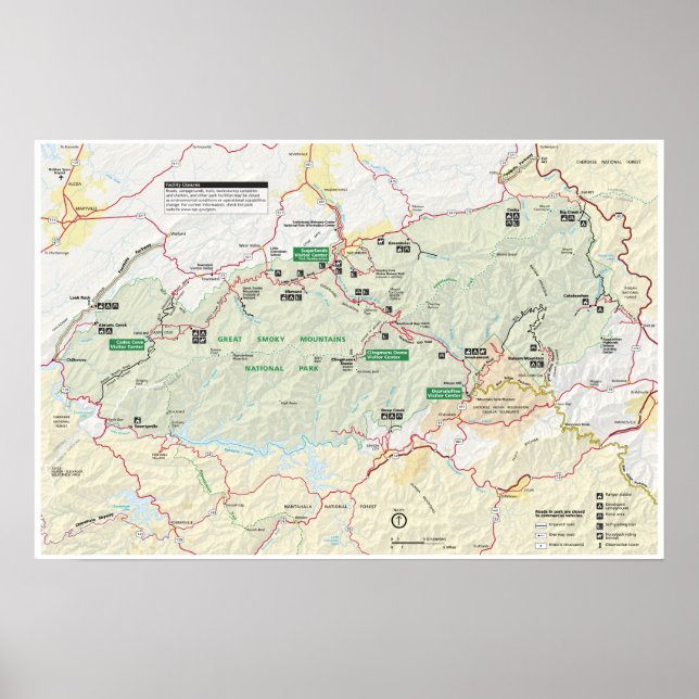 Affiche Carte des Great Smoky Mountains (Devant)