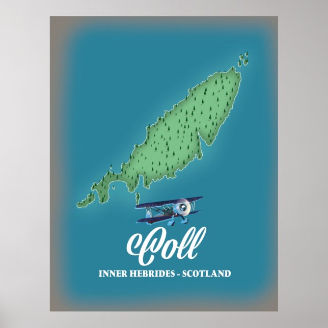 Affiche Carte des Hébrides intérieures Coll Écosse (Devant)