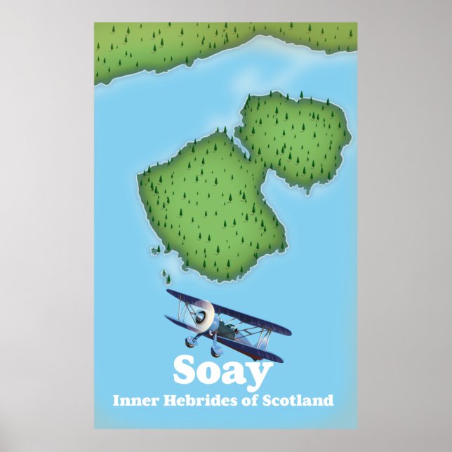 Affiche Carte des Hébrides intérieures Soay d'Écosse (Devant)