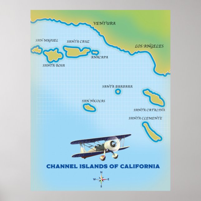 Affiche Carte des îles Anglo-Normandes de Californie (Devant)