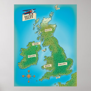 Affiche Carte des îles britanniques
