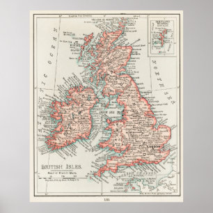 Affiche Carte des îles britanniques