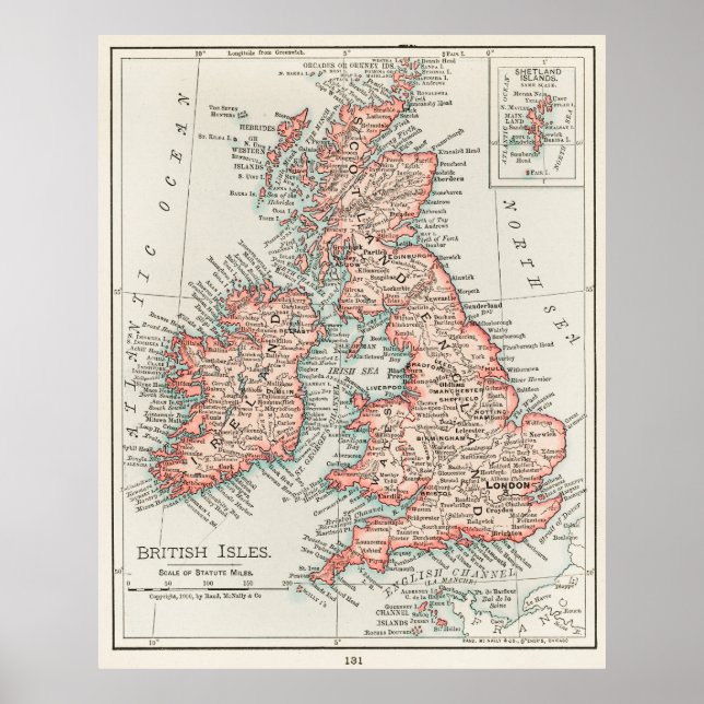 Affiche Carte des îles britanniques (Devant)