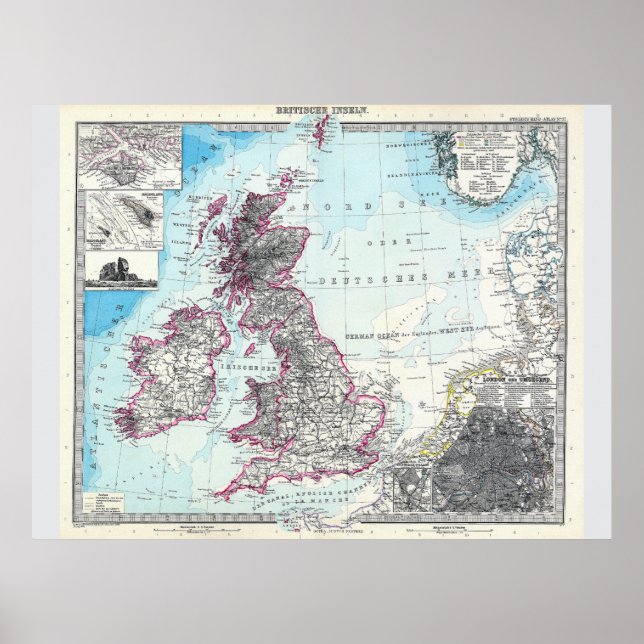 Affiche Carte des îles britanniques (1891) (Devant)