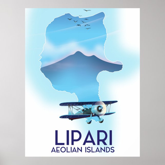 Affiche Carte des îles Éoliennes de Lipari (Devant)
