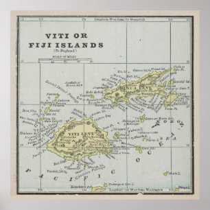 Affiche Carte des îles Fidji Vintages (1901)