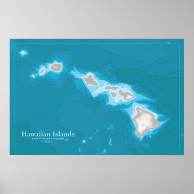 Affiche Carte des îles Hawaiiennes (Devant)