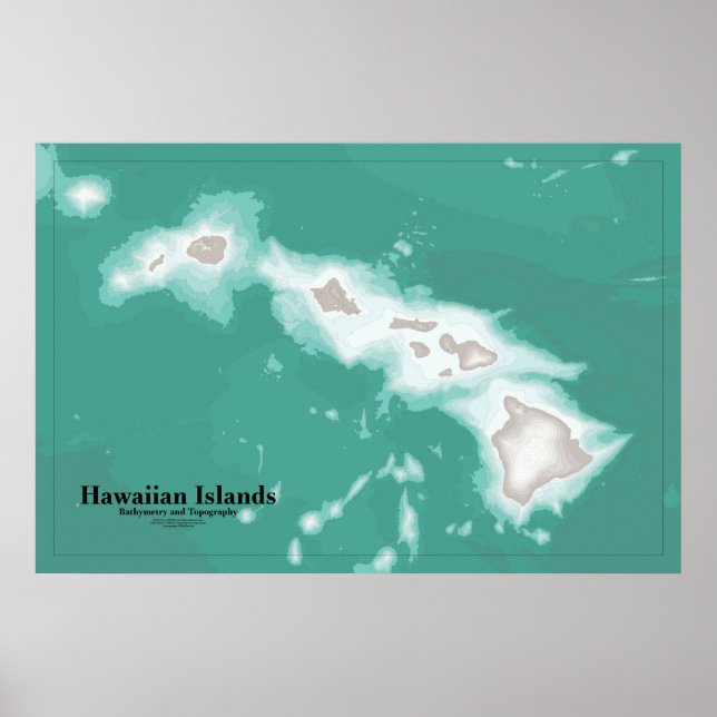 Affiche Carte des îles Hawaiiennes (Devant)