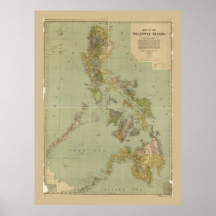 Affiche Carte des îles Philippines (1908)