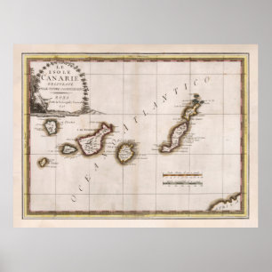 Affiche Carte des îles Vieux-Canaries (1798)