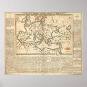 Affiche Carte des incursions des barbares