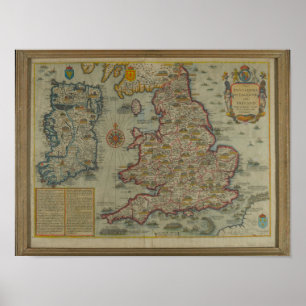 Affiche Carte des invasions de l'Angleterre et de