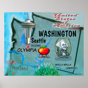 Affiche Carte des loisirs de Washington