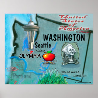 Affiche Carte des loisirs de Washington