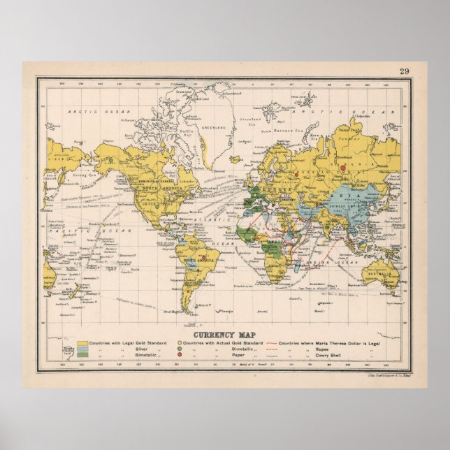 Affiche Carte des monnaies de l'ancien monde (1907) (Devant)
