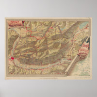 Carte des montagnes de la Chartreuse vintage (1897
