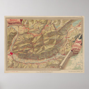 Affiche Carte des montagnes de la Chartreuse vintage (1897