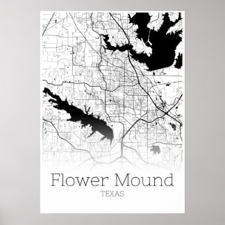 Affiche Carte des monticules de fleurs - Texas - Carte de 