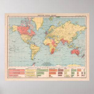 Affiche Carte des navires de guerre de l'ancien Empire bri