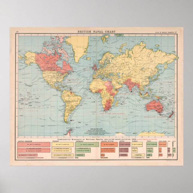 Affiche Carte des navires de guerre de l'ancien Empire bri (Devant)