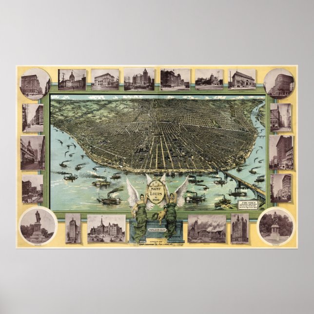 Affiche Carte des oiseaux de Saint-Louis - 1896 (Graf) Big (Devant)