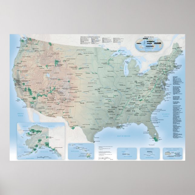 Affiche Carte des parcs nationaux USA 2020 (Devant)
