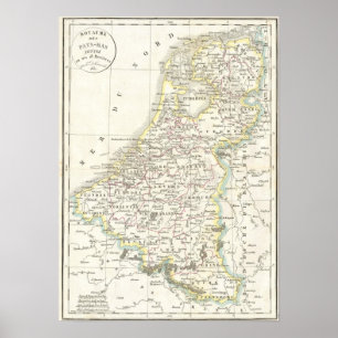 Affiche Carte des Pays-Bas 1832 - Delamarche