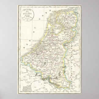Affiche Carte des Pays-Bas 1832 - Delamarche