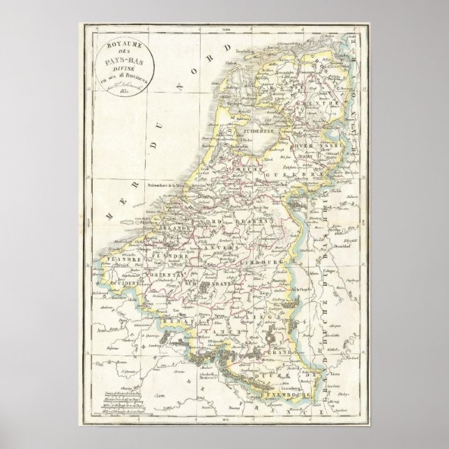 Affiche Carte des Pays-Bas 1832 - Delamarche (Devant)
