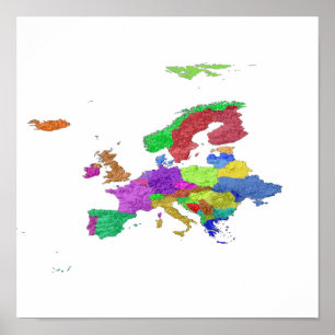Affiche Carte des pays d'Europe vierge