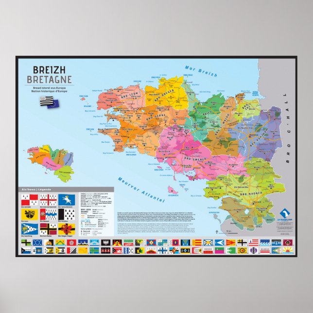 Affiche Carte des pays historiques de Bretagne (Devant)