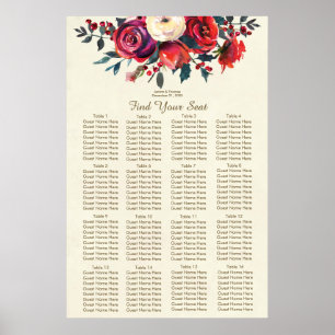 Affiche carte des places de noces de noël