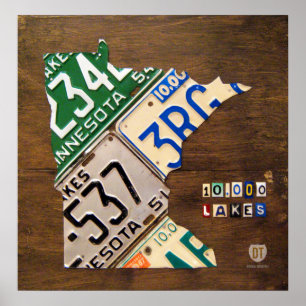 Affiche Carte des plaques de licence du Minnesota Imprimer