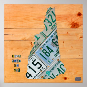 Affiche Carte des plaques de licence du New Hampshire