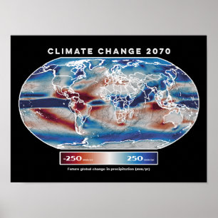 Affiche Carte des pluies du changement climatique