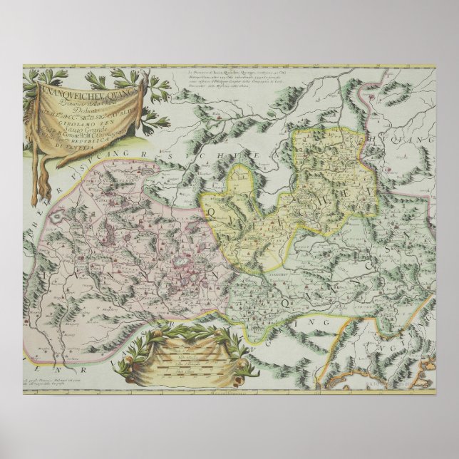 Affiche Carte des provinces en Chine (Devant)