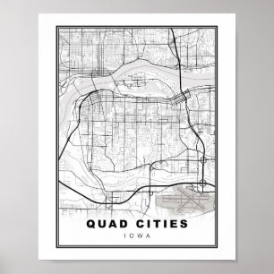 Affiche Carte des Quad Cities